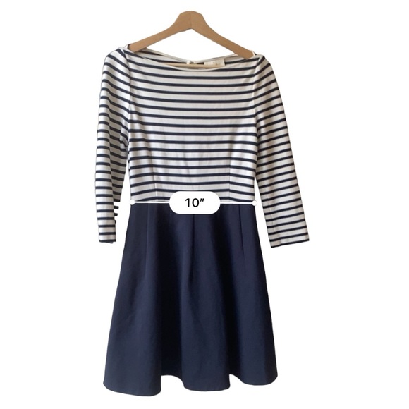 KATE SPADE Selma Striped Fit & Flare Ponte Dress Size 4 Navy  Pockets Easter - Picture 12 of 13